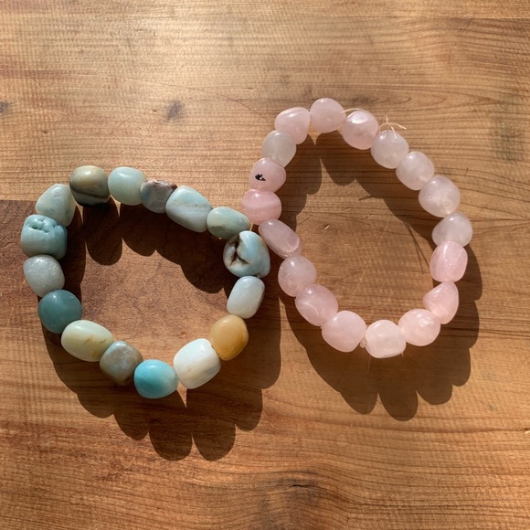 Crystal bracel set - rose quartz & amazonite - Picture 1 of 5